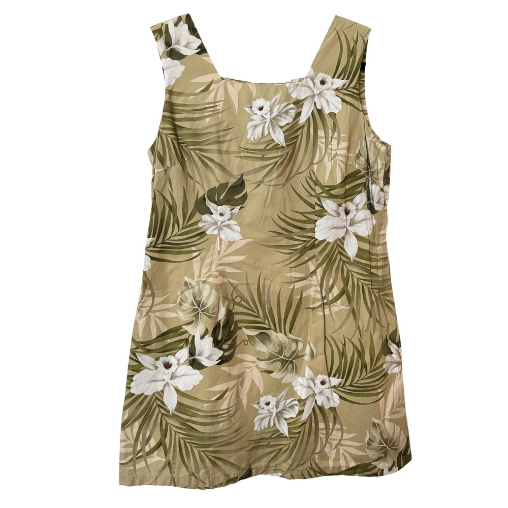 Vintage Shannon Marie Hawaii Tropical Floral Orchid Palm Print Mini Shift Dress